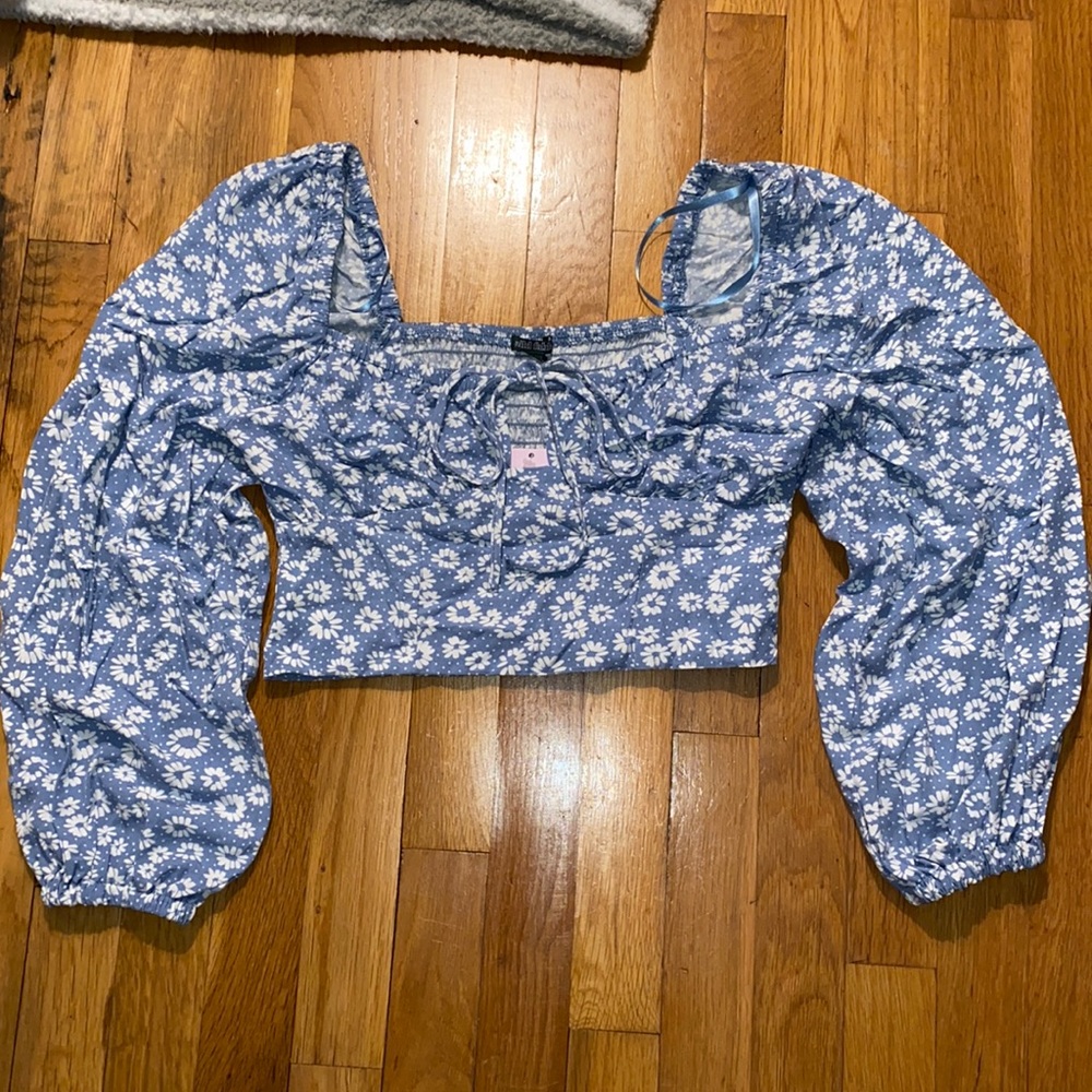 Blue Crop top blouse